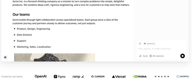 client logos featured on B2B AI workspace company Notion's homepage