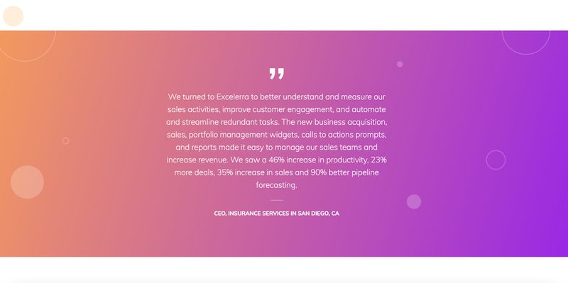 Excelerra Software block testimonial homepage