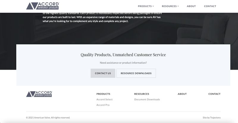 Accord Ventilation homepage call to action