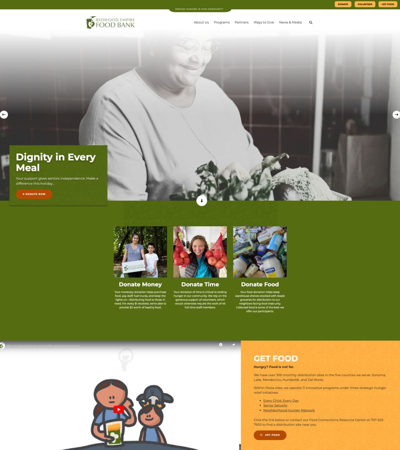 home page of nonprofit organization Redwood Empire Food Bank