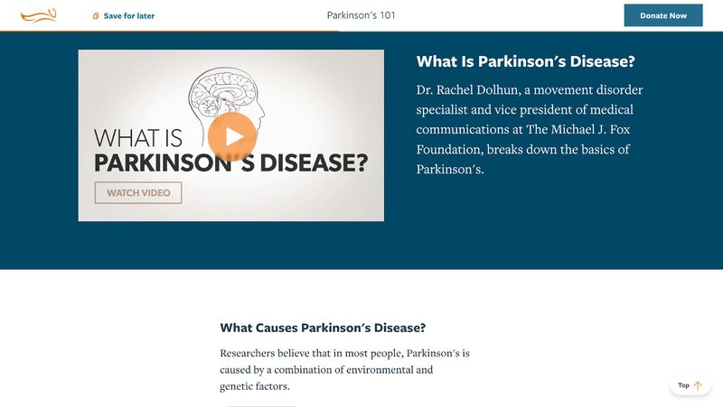 Parkinson's 101 section of The Michael J. Fox Foundation's nonprofit website