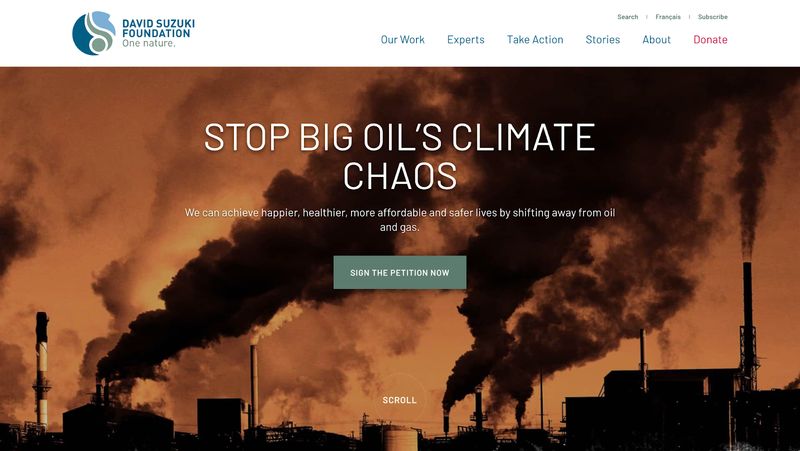 hero message of the home page for nonprofit website David Suzuki Foundation