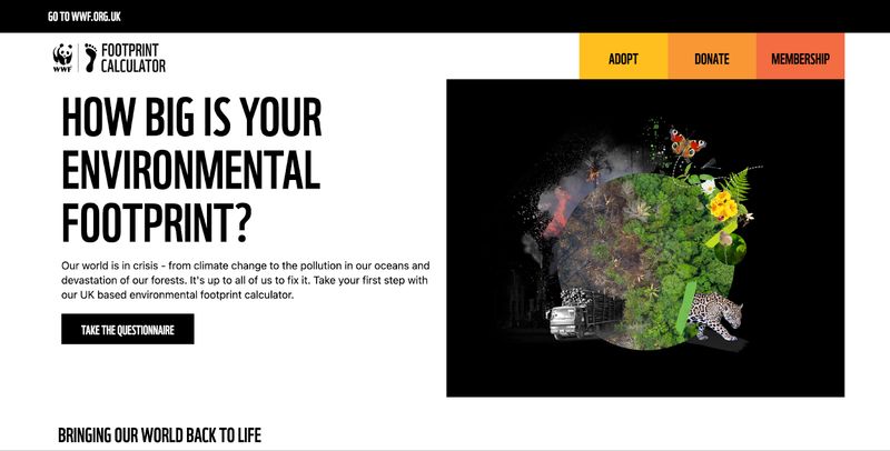 World Wildlife Fund carbon footprint calculator example