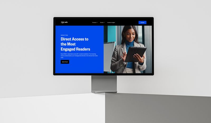 AJC Ads newsletter product page displayed on desktop monitor