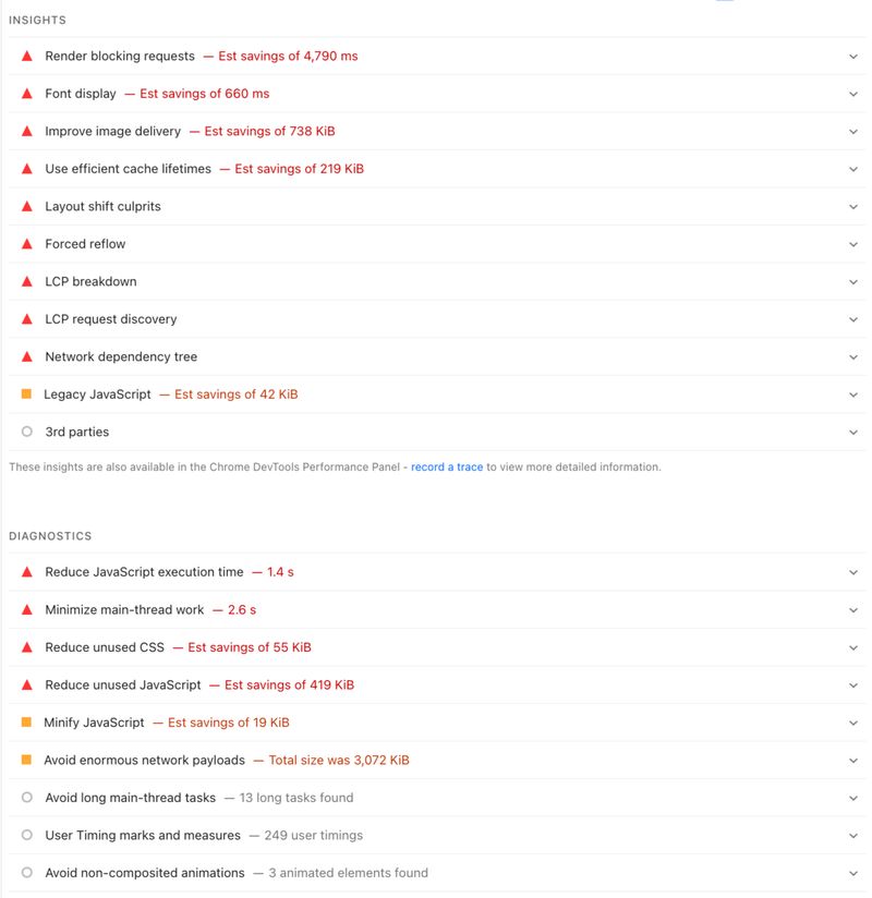 insights and diagnostics for GE.com via Google's PageSpeed Insights tool