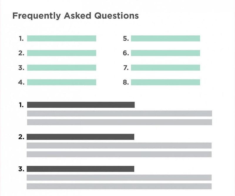FAQ page layout mockup